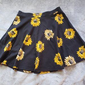 90s Black Skater Skirt Dressed with Realistic Sunf